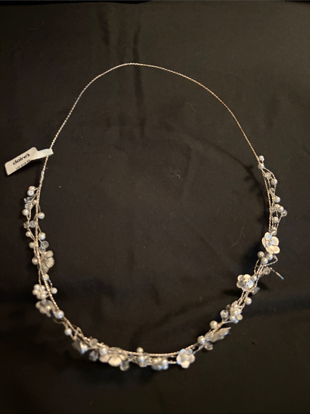 Claire's Silver Floral Pearl Vine Headpiece NEW WITH TAGS